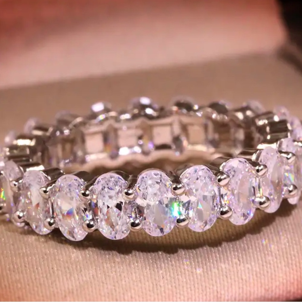 Oval Moissanite eternity band